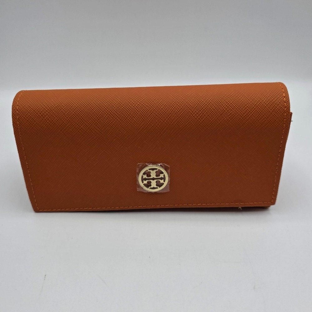 Tory Burch Orange Saffiano Leather Eyeglass Sunglass Case Pouch Designer Luxury